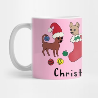 Pink Christmas Chis - smooth coat chihuahuas - christmas chihuahuas tee Mug